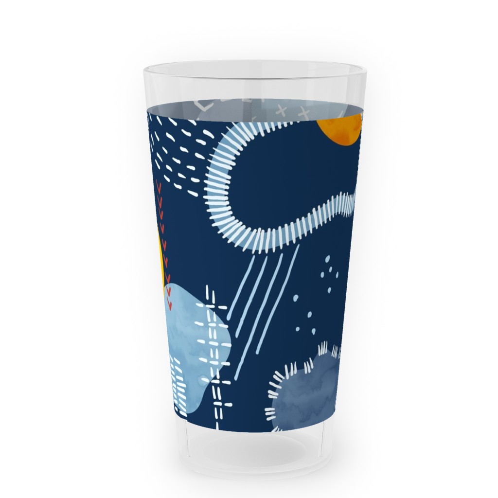 Shashiko Spring Clouds - Blue Outdoor Pint Glass, Blue
