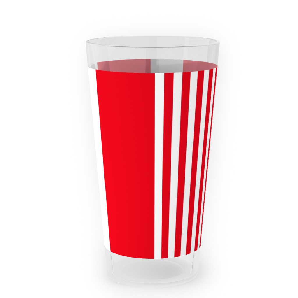 Turkish Stripes Vertical- Canada Day - Red and White Outdoor Pint Glass, Red