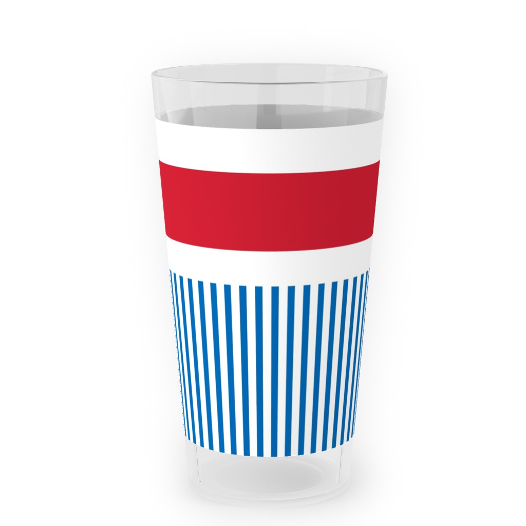 American Flag - Red, White and Royal Blue Outdoor Pint Glass, Blue