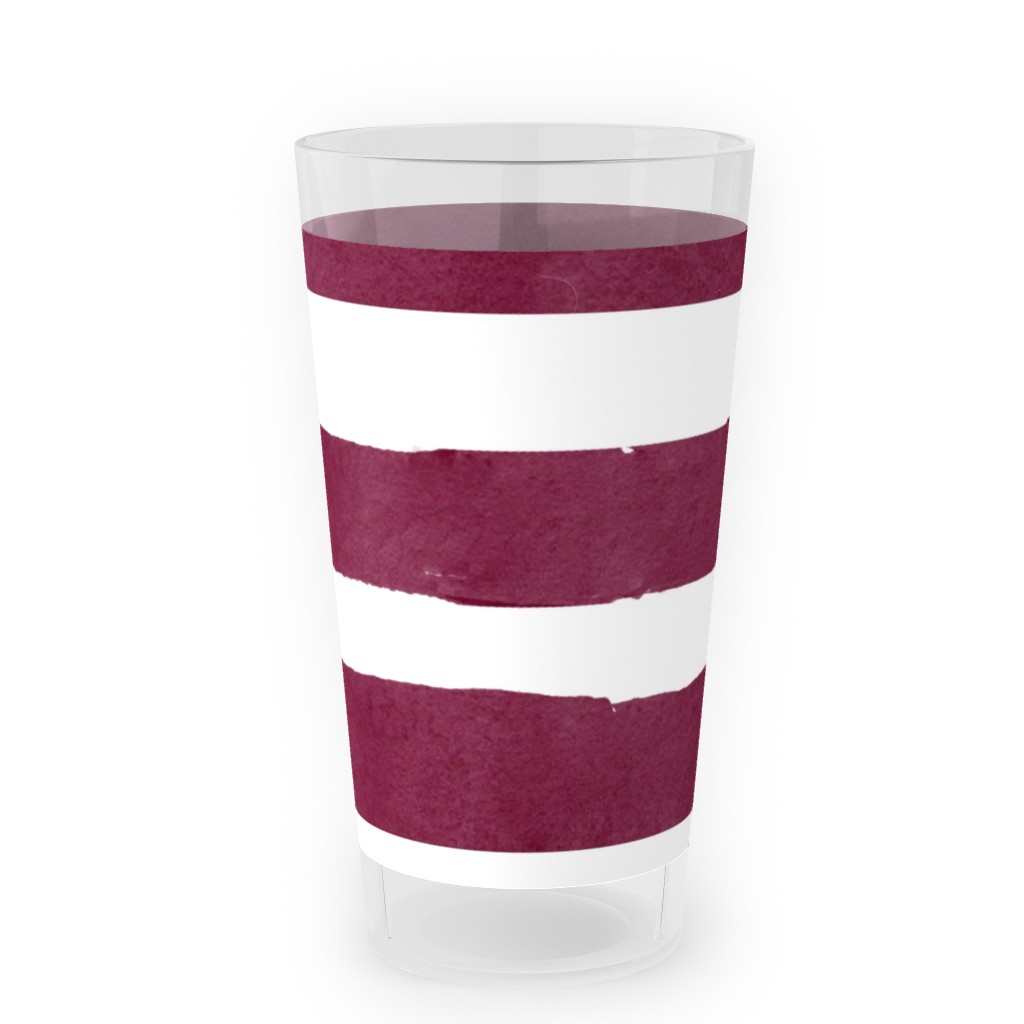 Stripe - Maroon Outdoor Pint Glass, Red