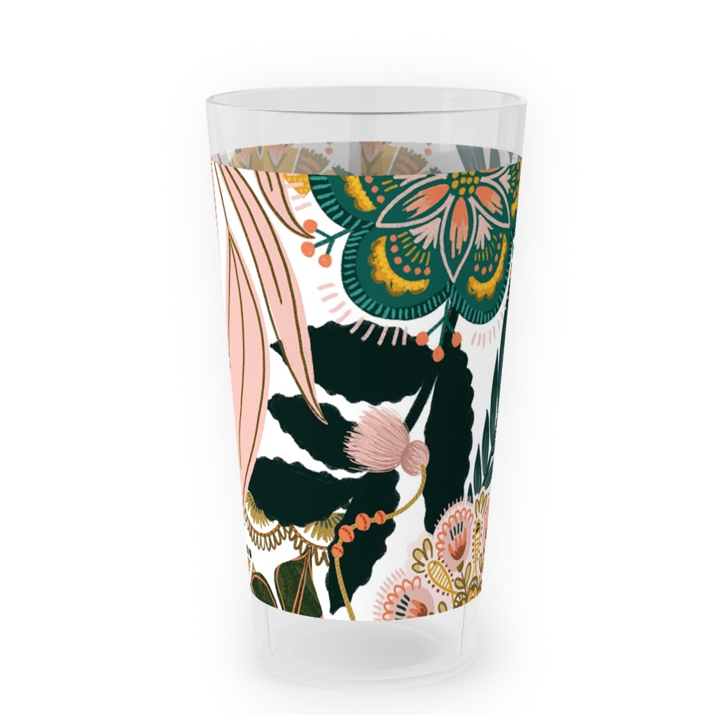 Boho Tropical - Floral - Multi Light Outdoor Pint Glass, Multicolor