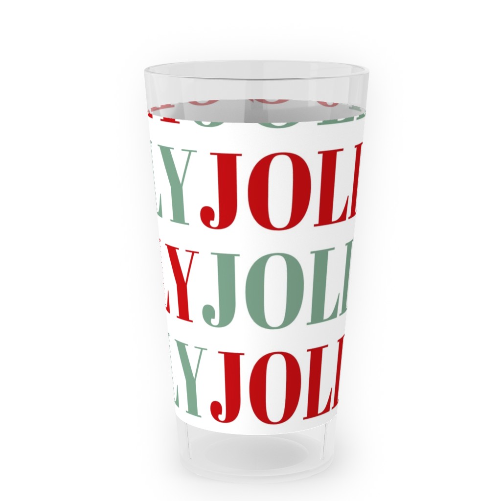 Jolly Print - Red and Green Outdoor Pint Glass, Red