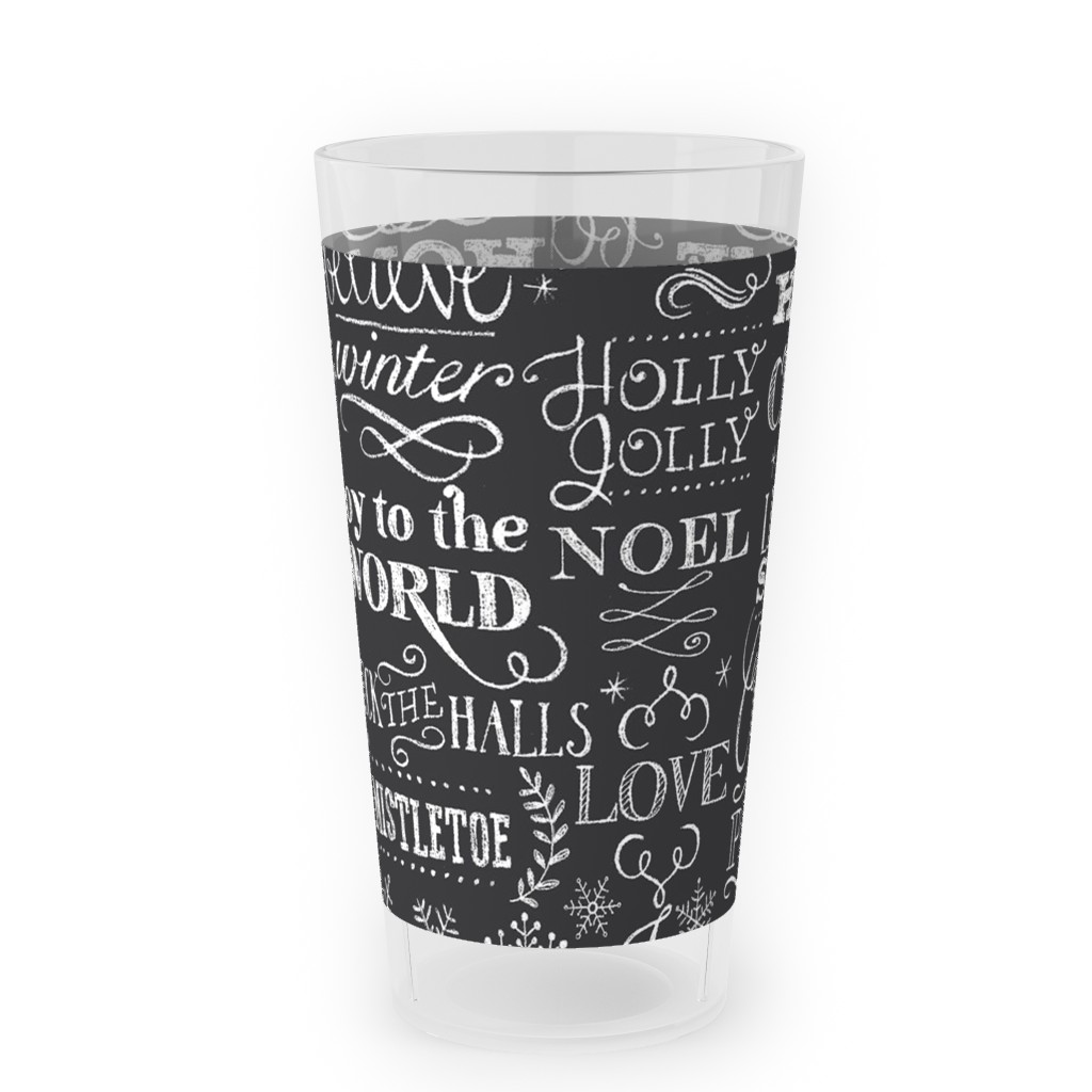 Christmas Sayings in Chalk Outdoor Pint Glass, Gray