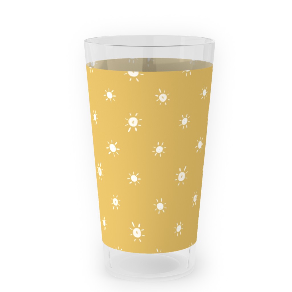 Dotted Suns - Yellow Outdoor Pint Glass, Yellow