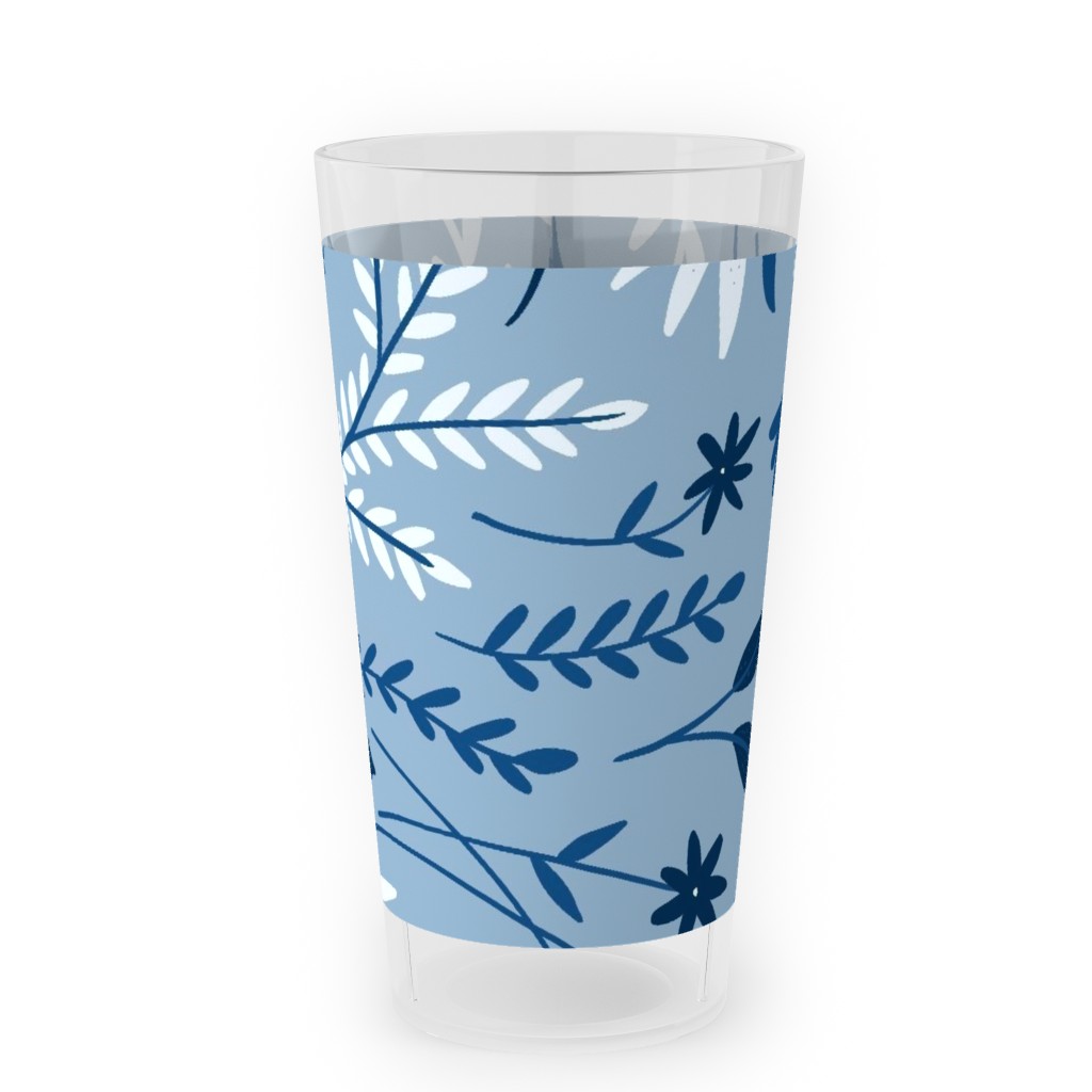 Dotty Floral - Blue Outdoor Pint Glass, Blue