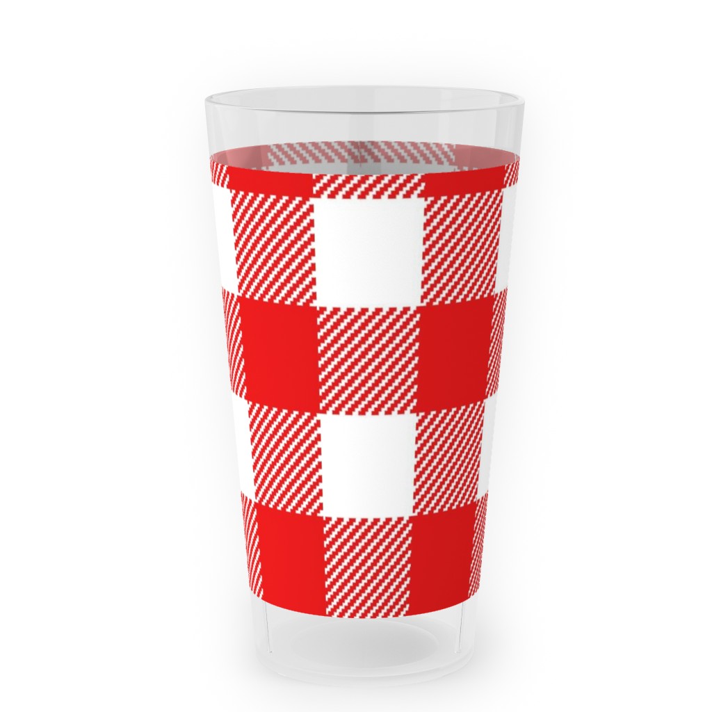 Buffalo Plaid Outdoor Pint Glass, Red