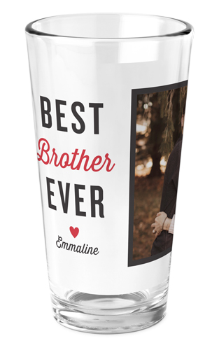 Best Brother Ever Pint Glass, Printed Pint, Set of 1, Red