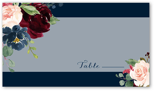 Exquisite Bouquet Wedding Place Card, Blue, Placecard, Matte, Signature Smooth Cardstock