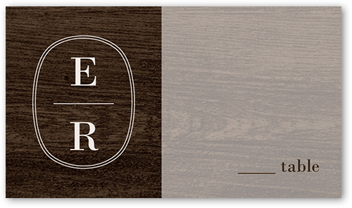 Majestic Monogram Wedding Place Card, Brown, Placecard, Matte, Signature Smooth Cardstock
