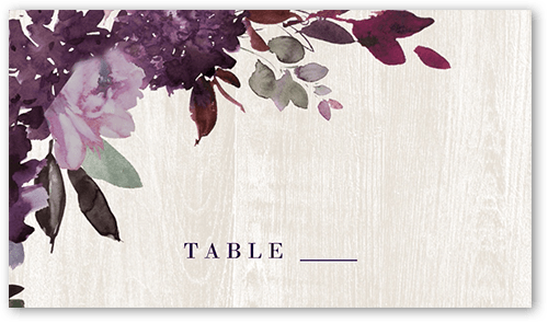 Muted Florals Wedding Place Card, Purple, Placecard, Matte, Signature Smooth Cardstock