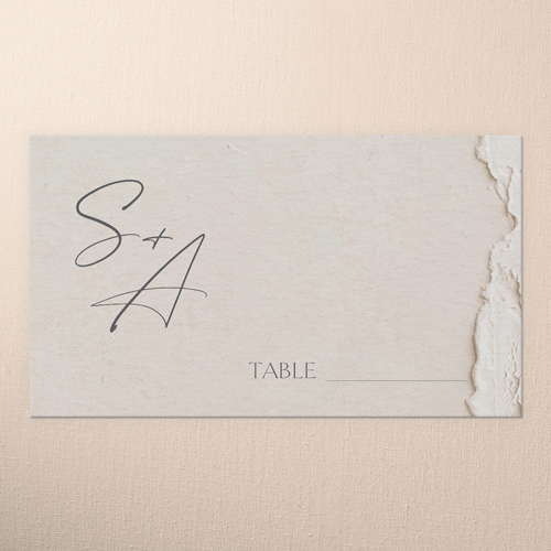 Torn Textures Wedding Place Card, Beige, Placecard, Matte, Signature Smooth Cardstock