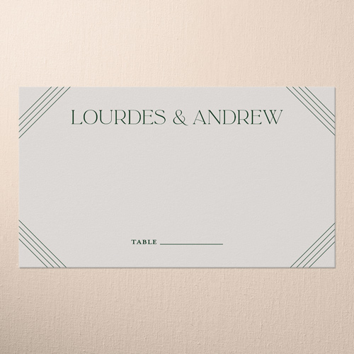 Diamond Deco Wedding Place Card, Green, Placecard, Matte, Signature Smooth Cardstock