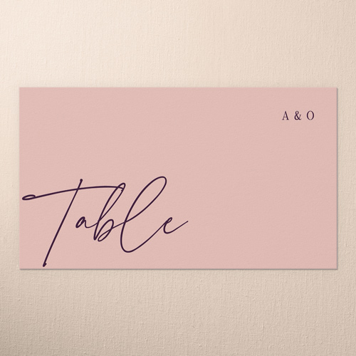 Refined Penmanship Wedding Place Card, Pink, Placecard, Matte, Signature Smooth Cardstock, Chenille