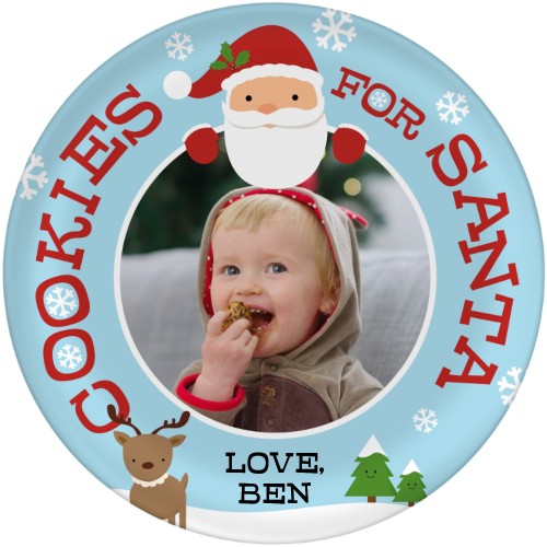 Santa Cookies Plate, 10x10, Blue