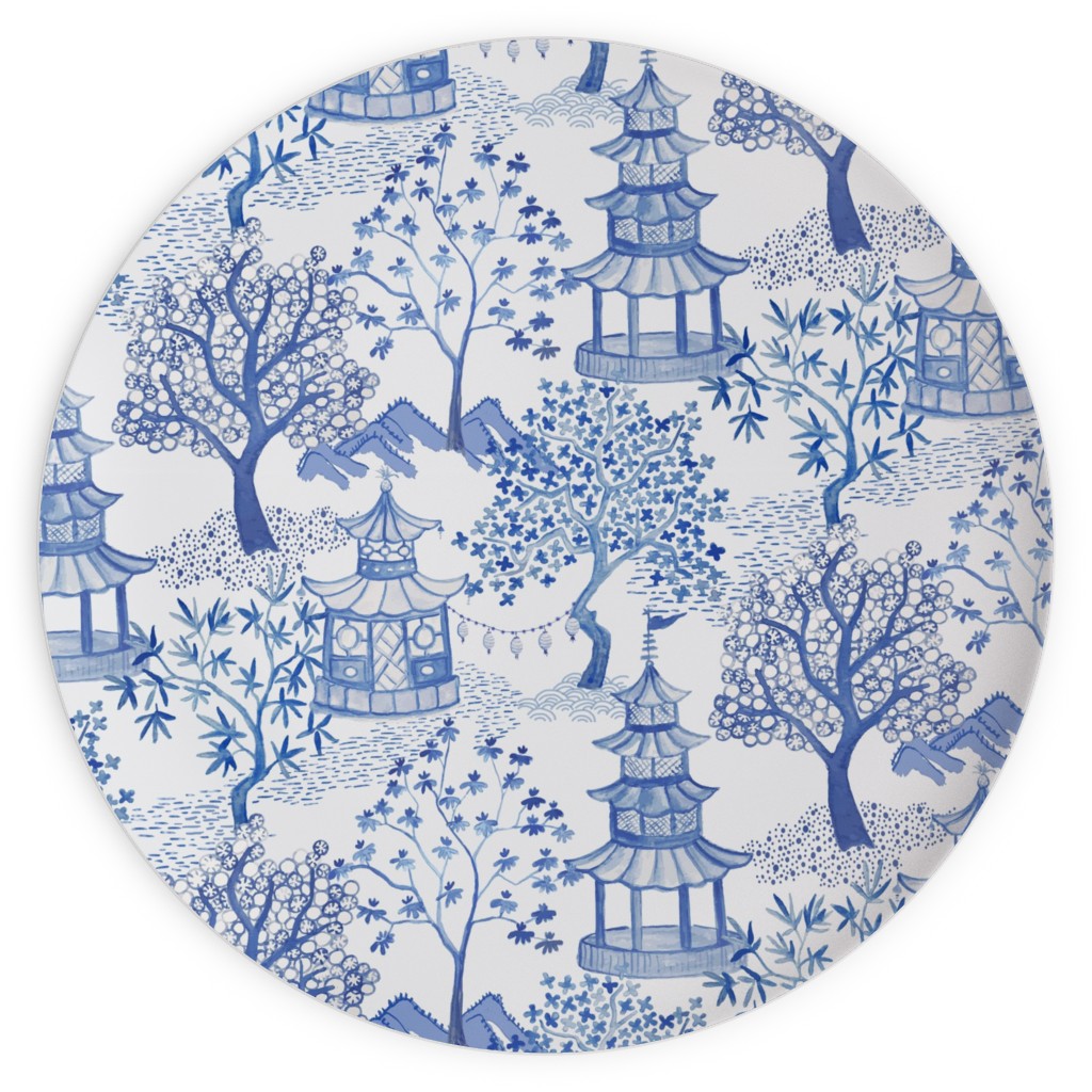 Pagoda Forest - Blue Plates, 10x10, Blue