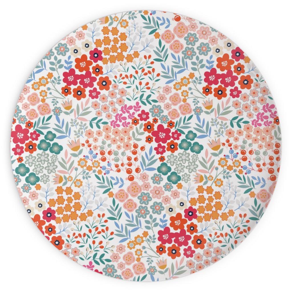 Summer Flower Plates, 10x10, Multicolor, White