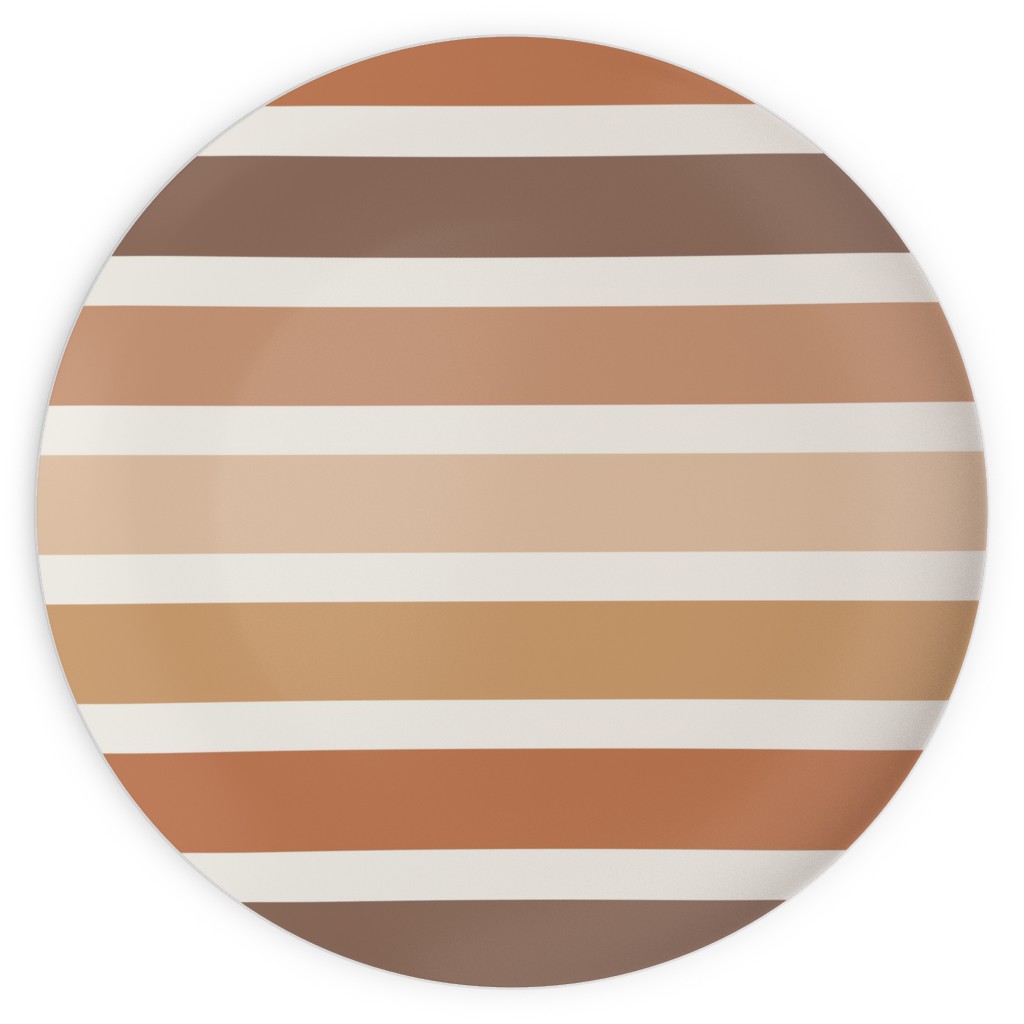 Retro Summer Stripe - Warm Tones Plates, 10x10, Pink, Bright Pink