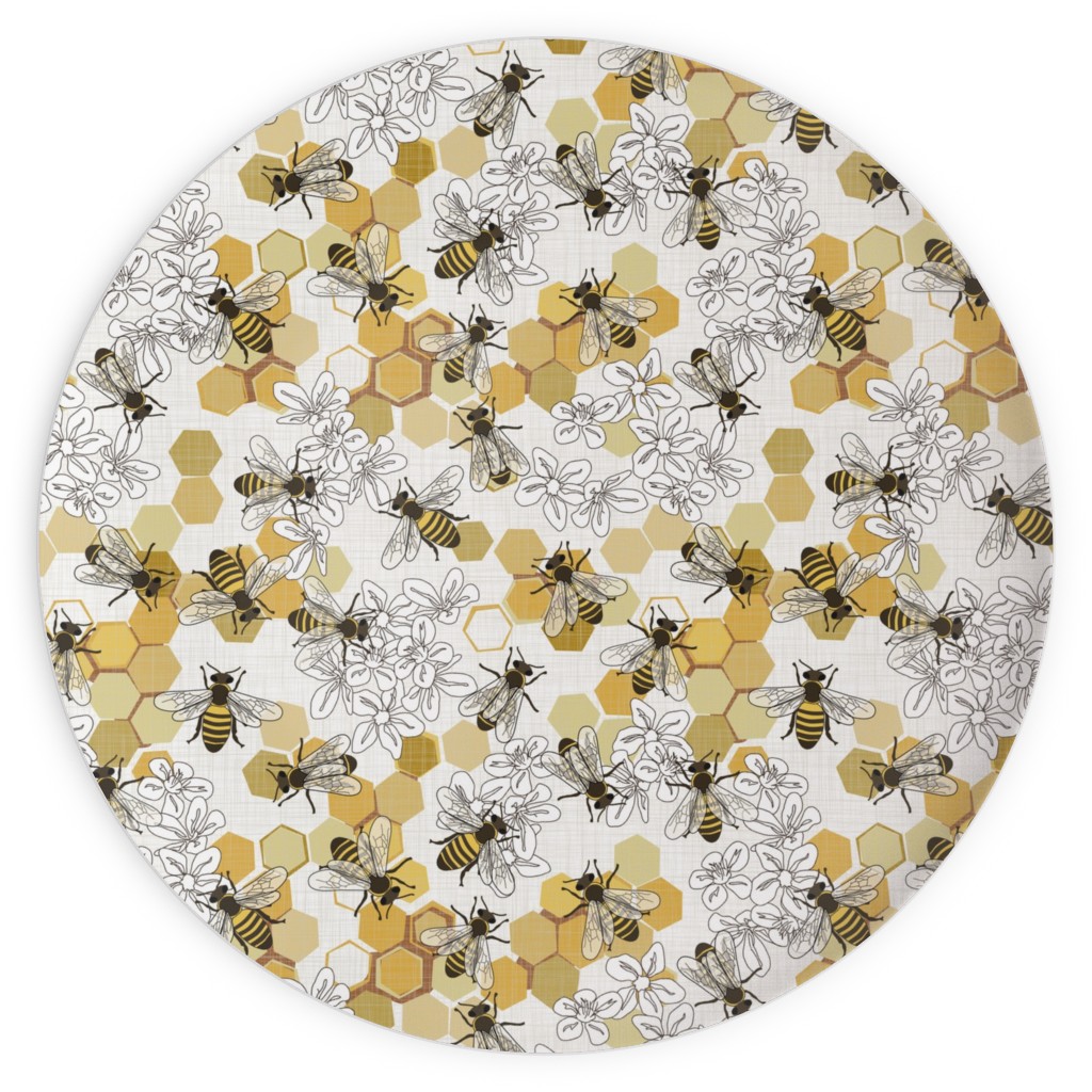 Save the Honey Bees - Yellow Plates, 10x10, Yellow