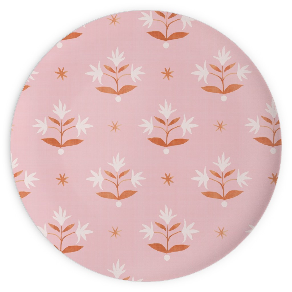 Thistle Stars - Pink and Orange Plates, 10x10, Pink