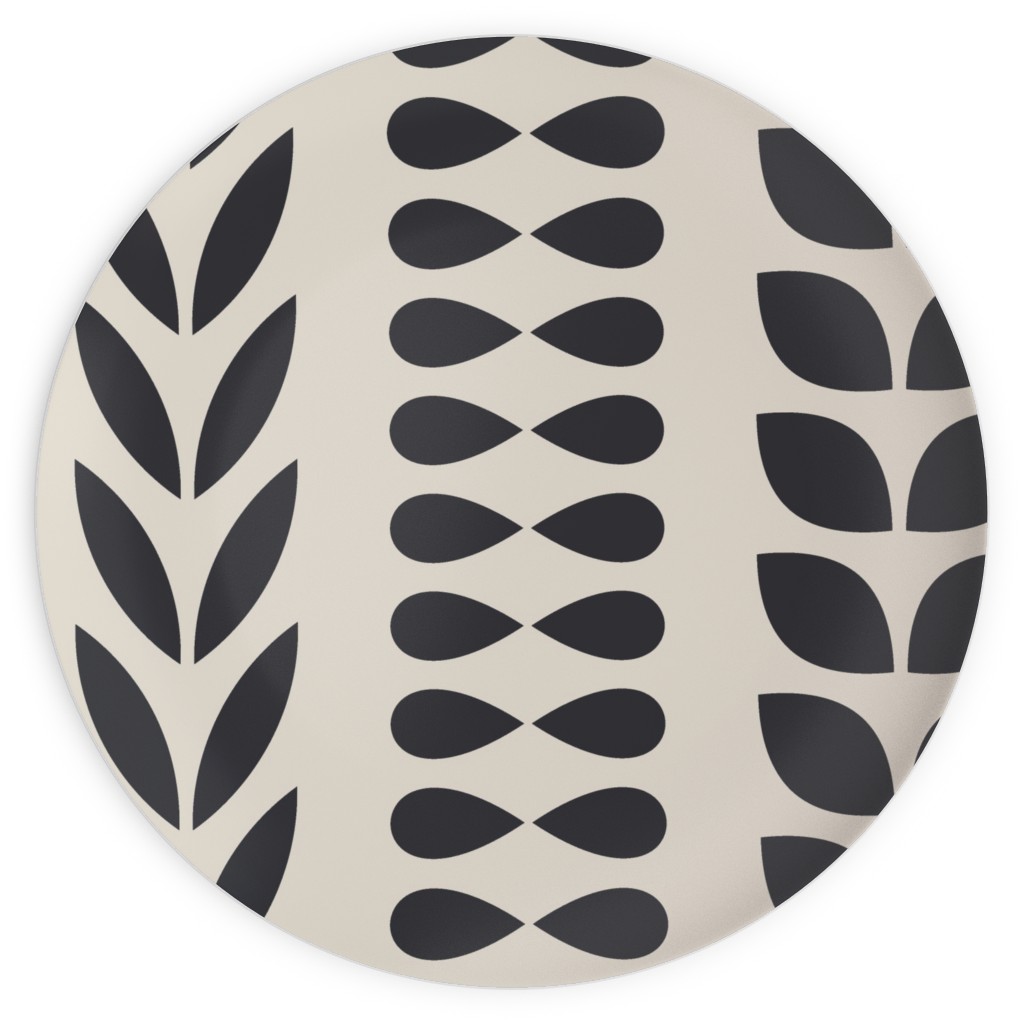 Minimalist Scandinavian Vines Plates, 10x10, Beige, Pearl