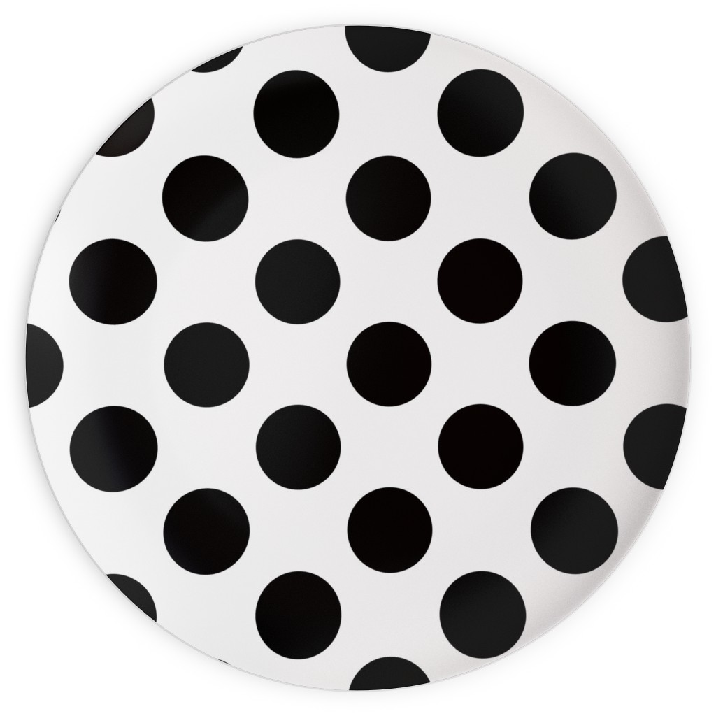 Polka Dot - Black and White Plates, 10x10, Black
