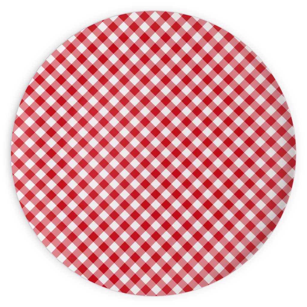 Diagonal Gingham - Red and White Plates, 10x10, Red