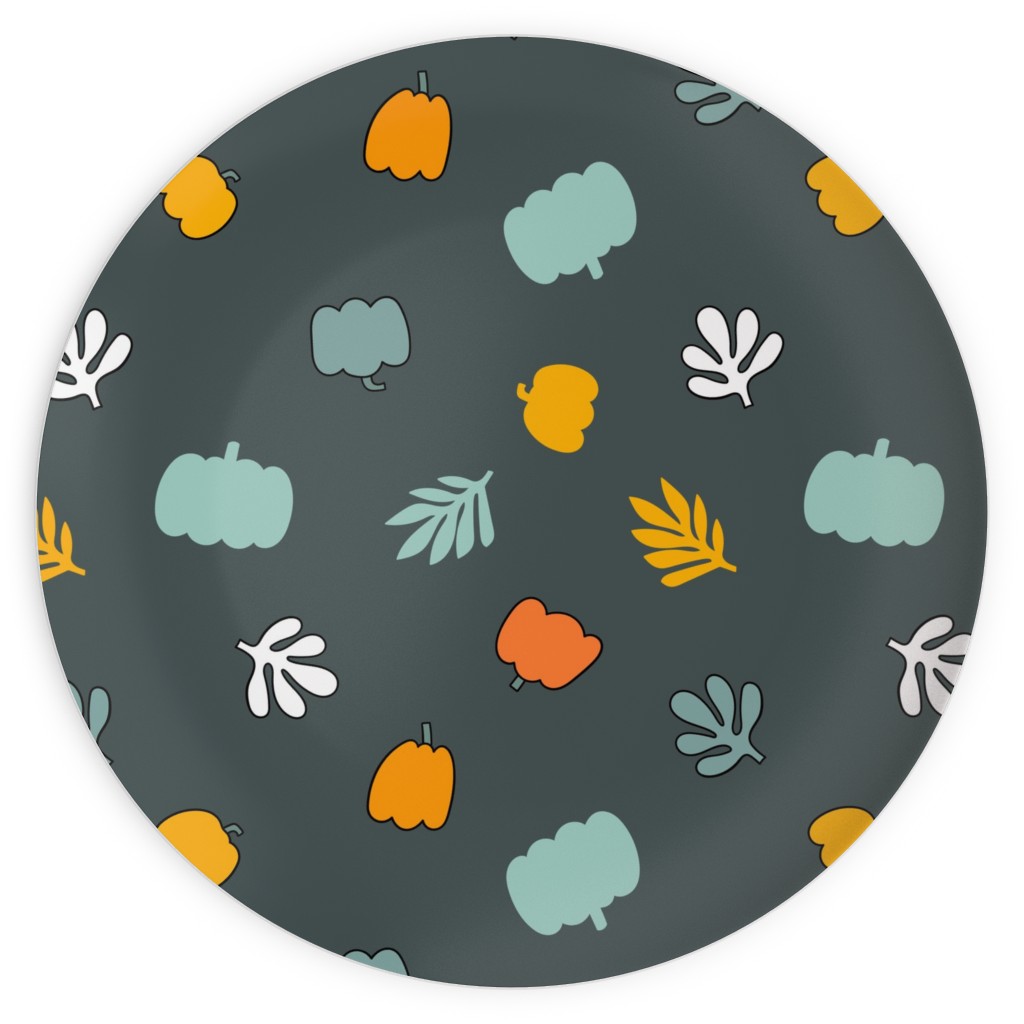 Autumn Harvest Vegetables - Dark Plates, 10x10, Green
