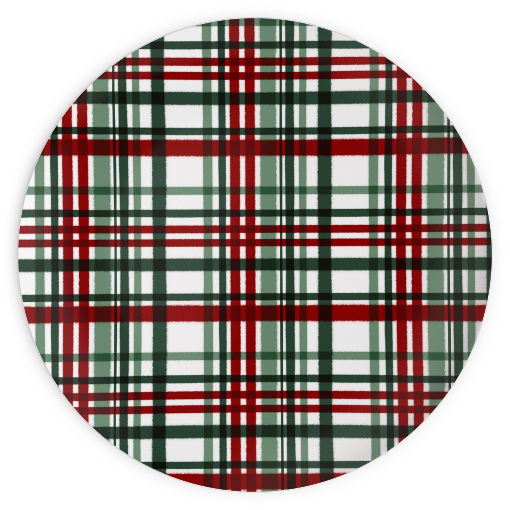 Intricate Plaid Plates, 10x10, Green, Brown