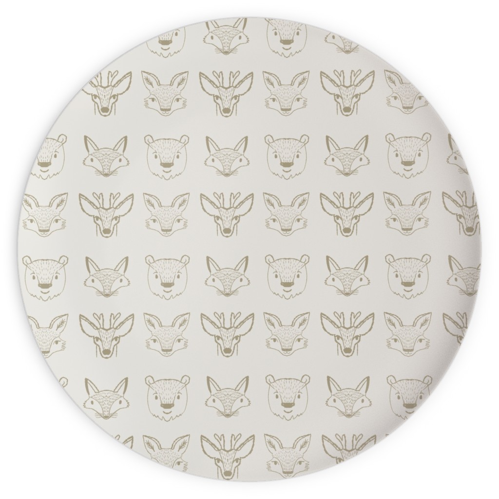 Forest Friends - Neutral Plates, 10x10, Beige, Pearl