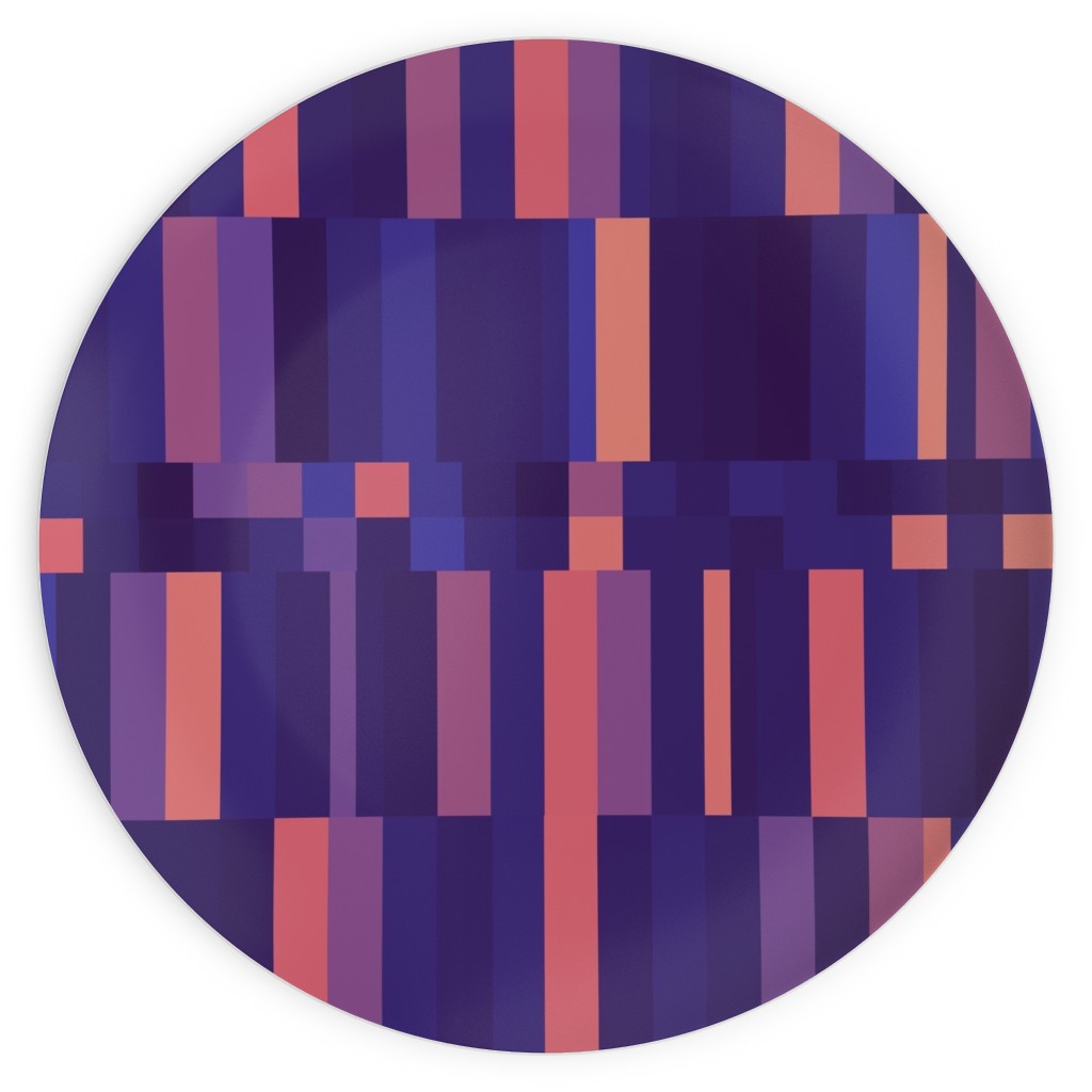 Stipe and Square - Dark Plates, 10x10, Purple