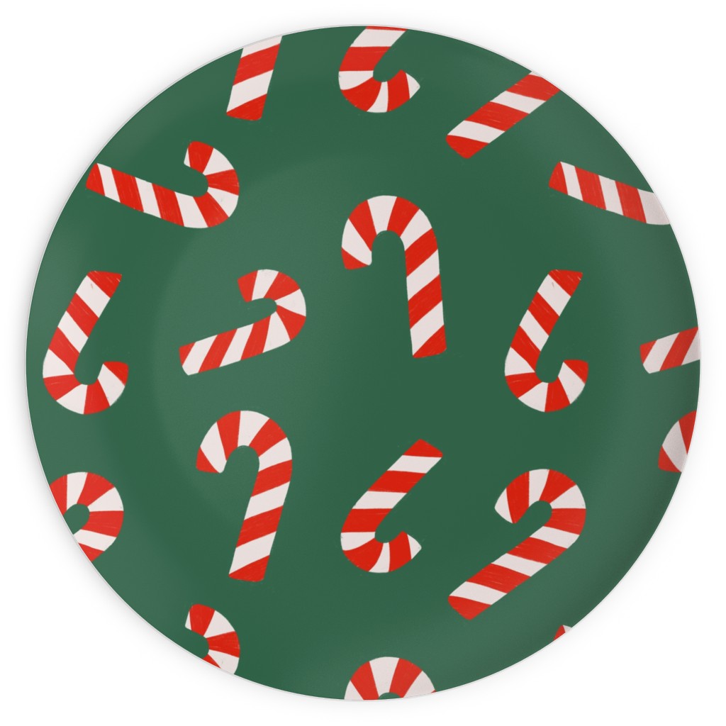 Candy Cane Pattern Plates, 10x10, Green