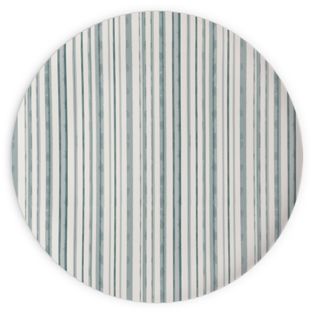 Dreamy Watercolor Stripe Plates, 10x10, Green, Desert Green