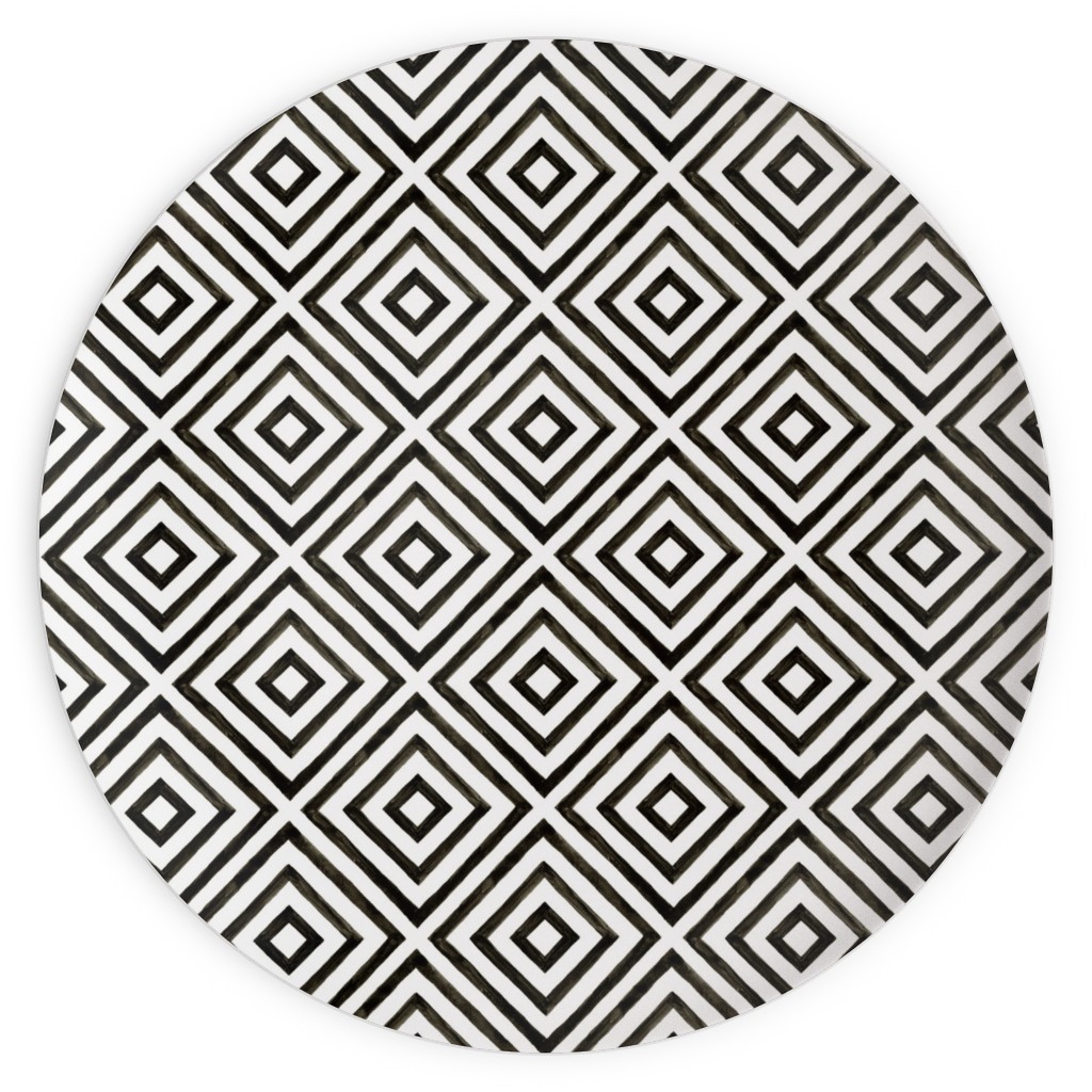 Diamond Pattern - Black and White Plates, 10x10, Black