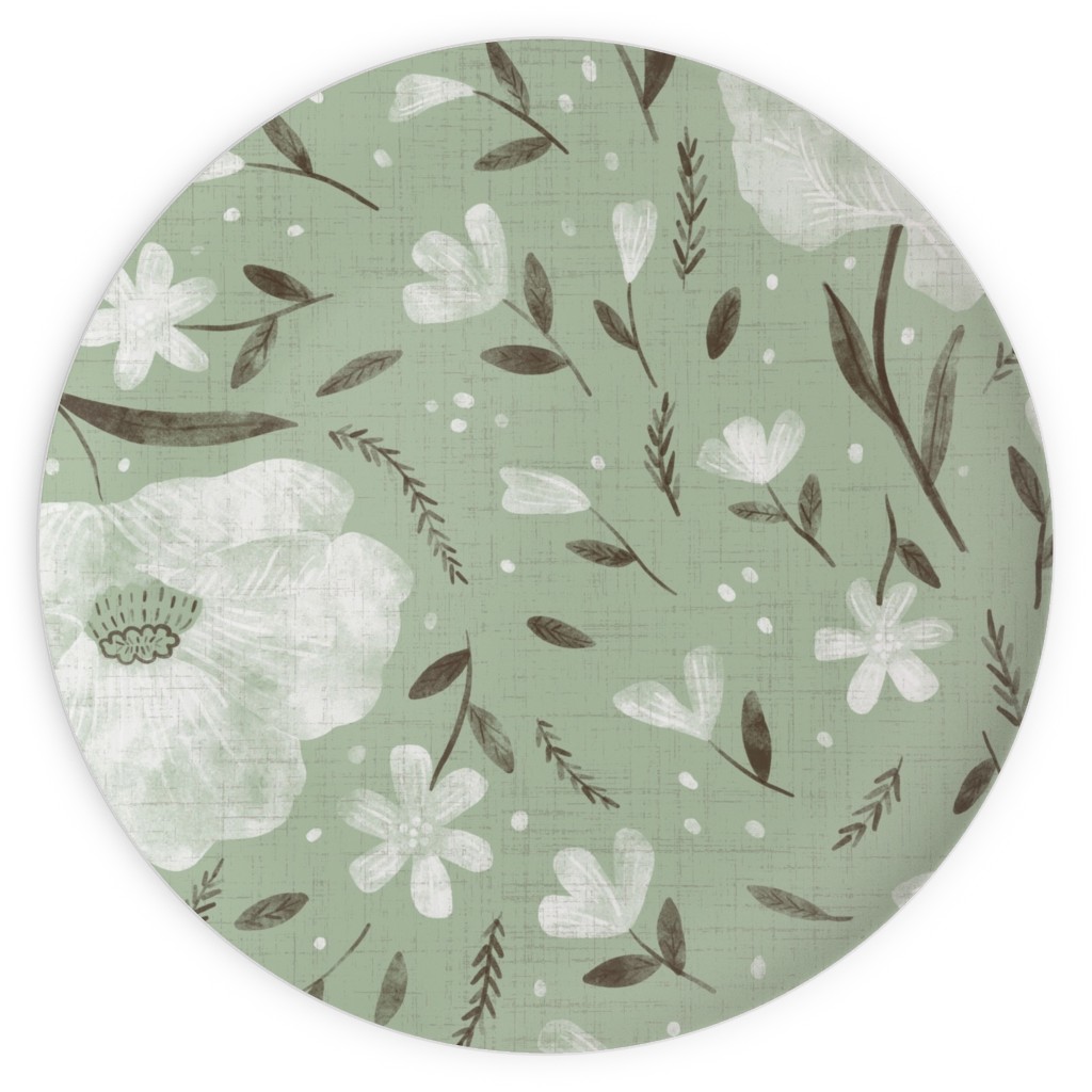 Green Floral Plates