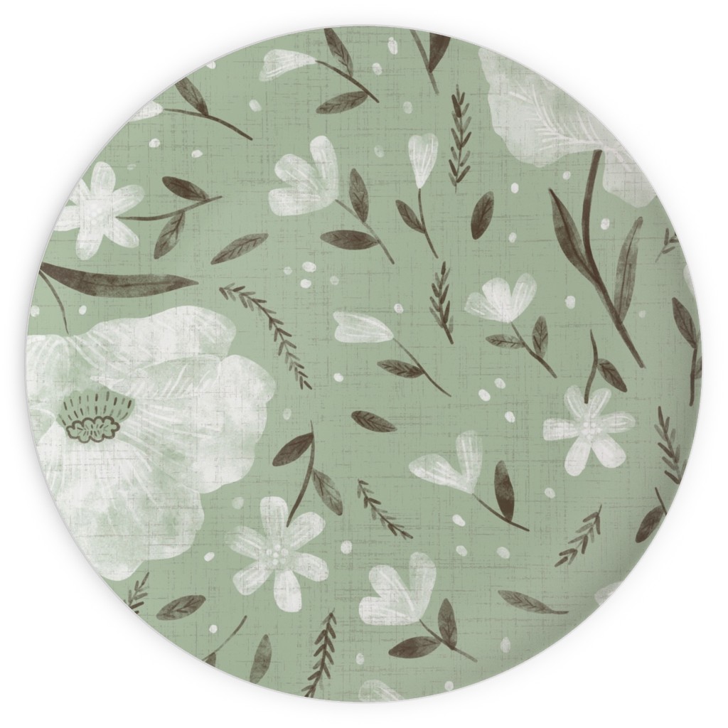 Charlotte Floral - Sage Plates, 10x10, Green, Classic Green