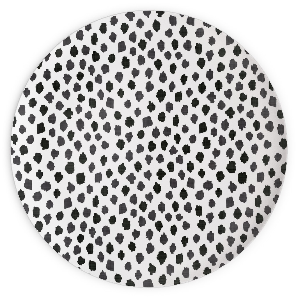 Inky Spots - Black and White Plates, 10x10, White, White