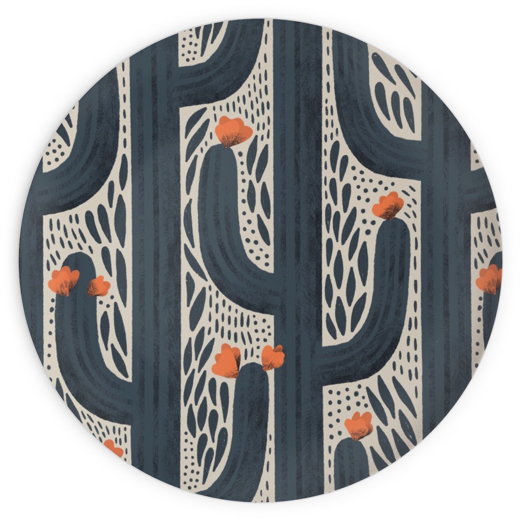 Wyatt - Cactus - Navy Plates, 10x10, Blue, True Blue