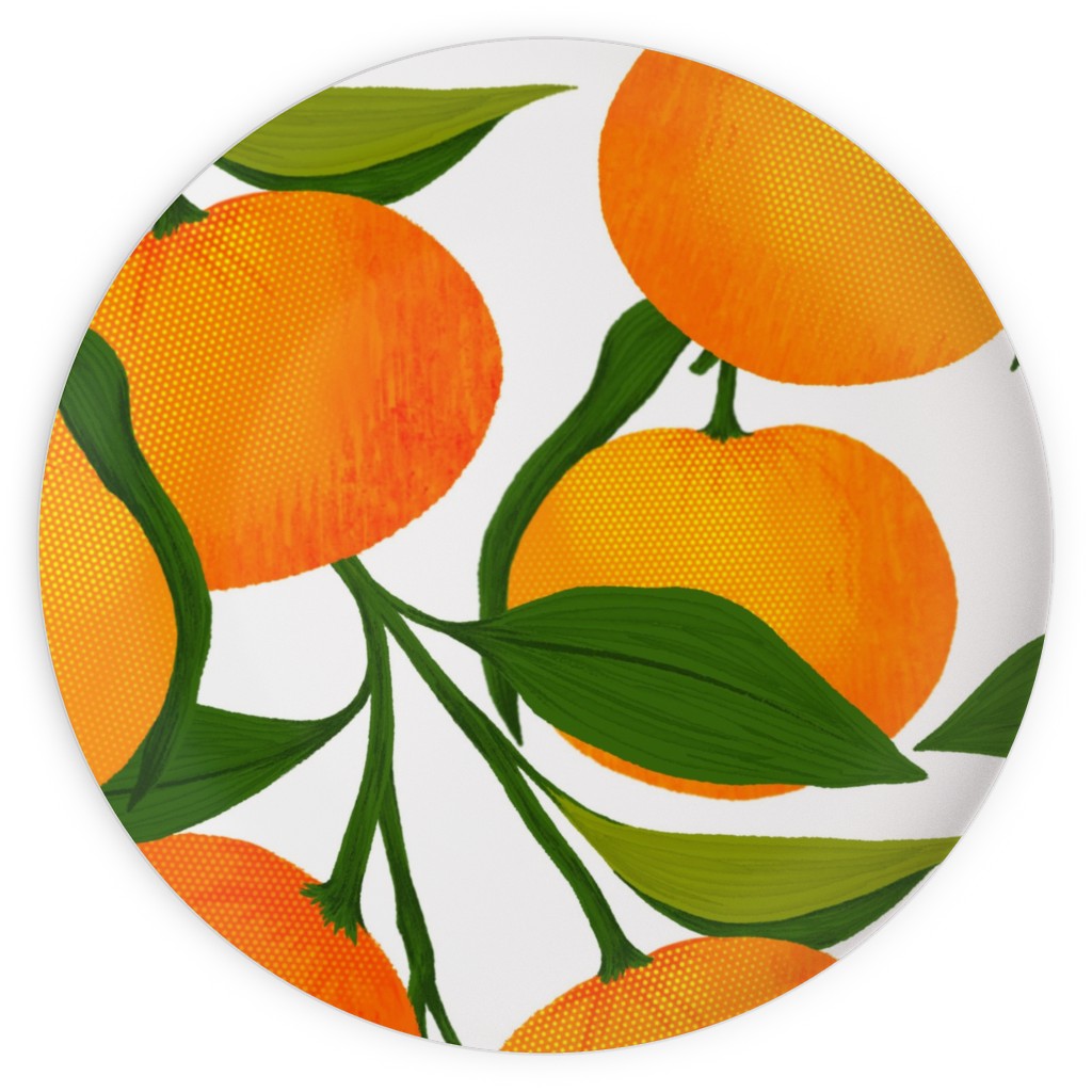 Tangerine Dreams - Orange on White Plates, 10x10, Orange, Orange