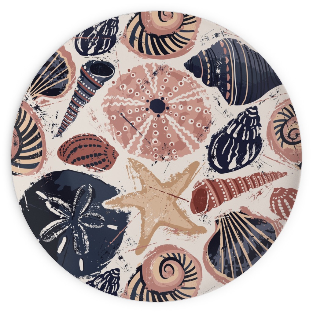 Seashells Plates, 10x10, Multicolor, Wheat