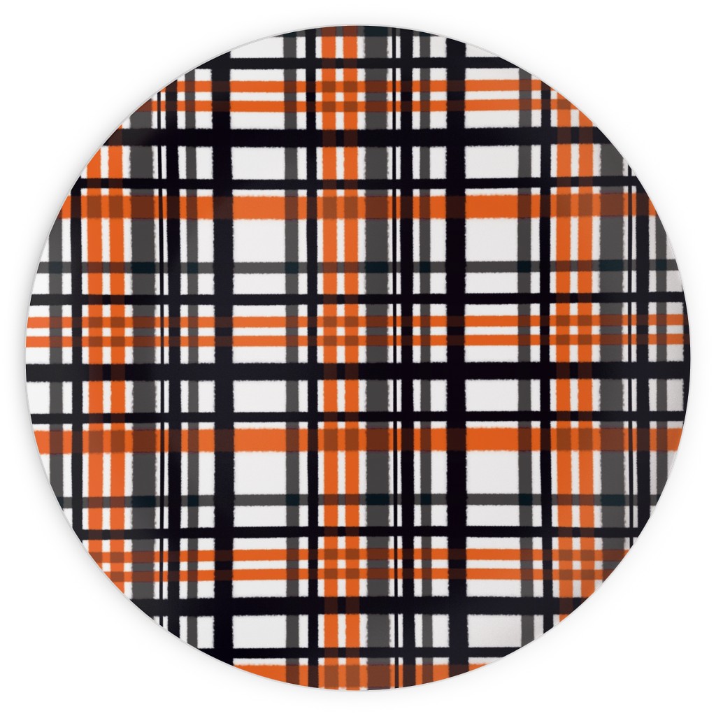 Intricate Plaid Plates, 10x10, Orange