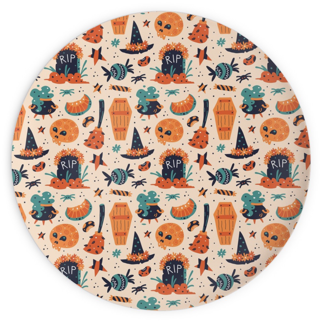 Halloween Rip - Multi on Beige Plates, 10x10, Multicolor