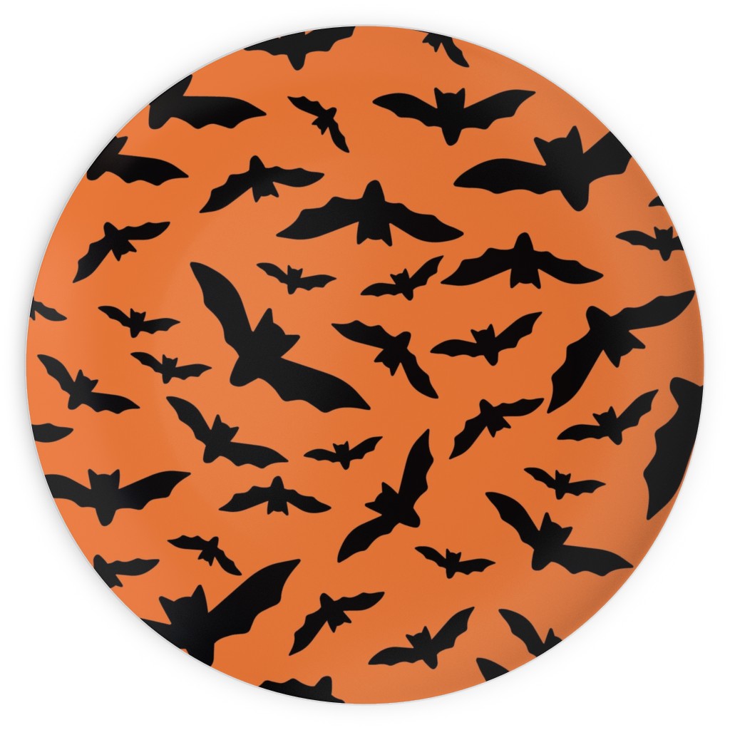 Black Bats Plates, 10x10, Orange