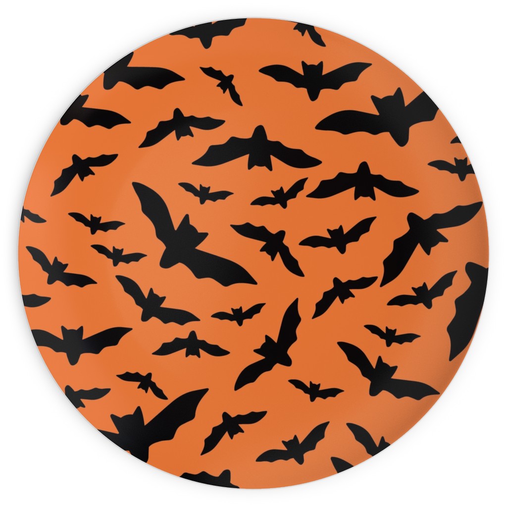 Black Bats Plates, 10x10, Orange, Pumpkin