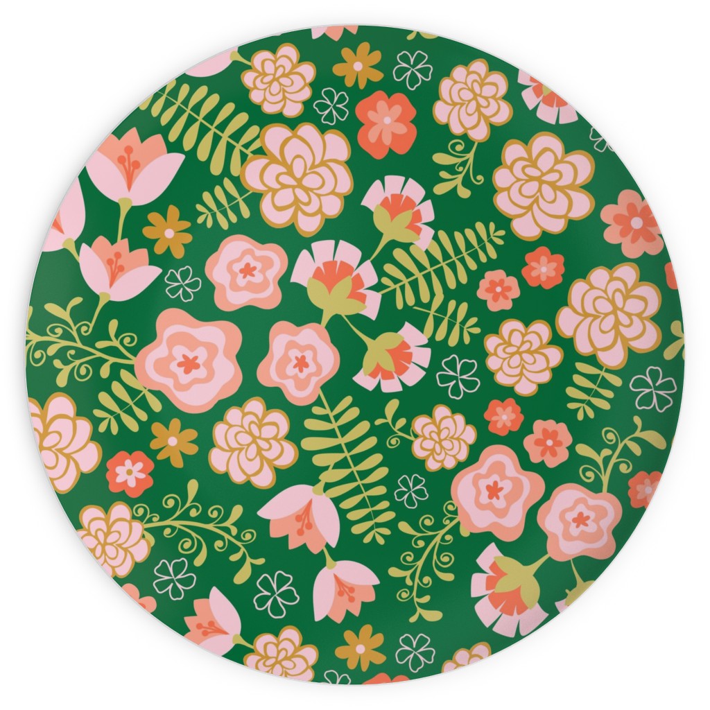 Fiesta Flowers - Green Plates, 10x10, Green