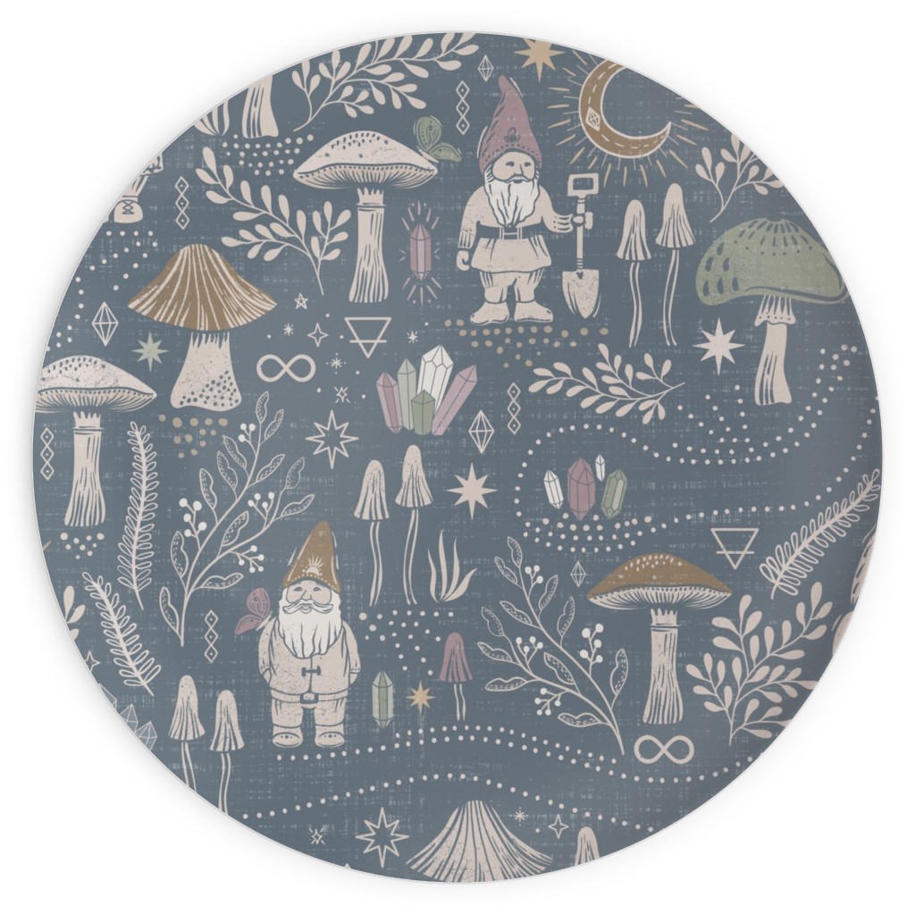 Magical Forest Gnomes - Earthy Blue Plates, 10x10, Blue
