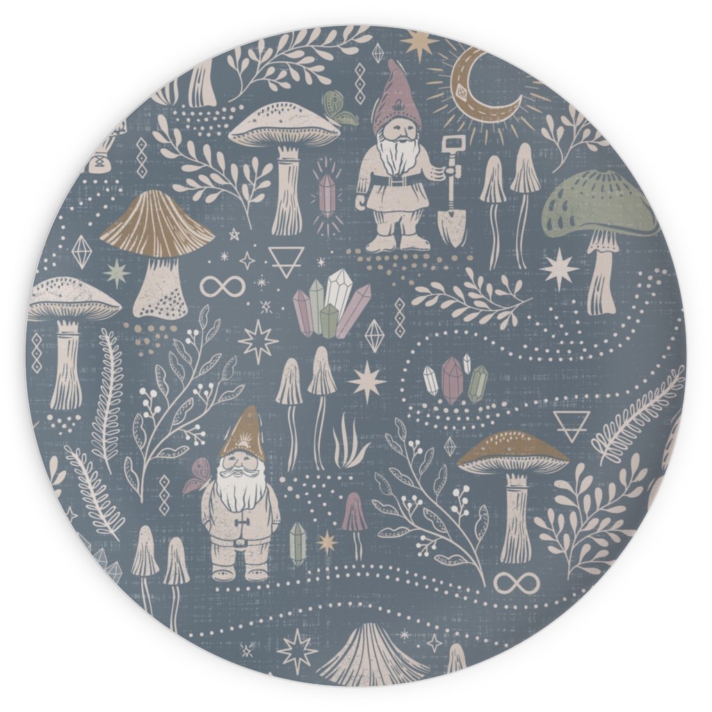 Magical Forest Gnomes - Earthy Blue Plates, 10x10, Blue, True Blue