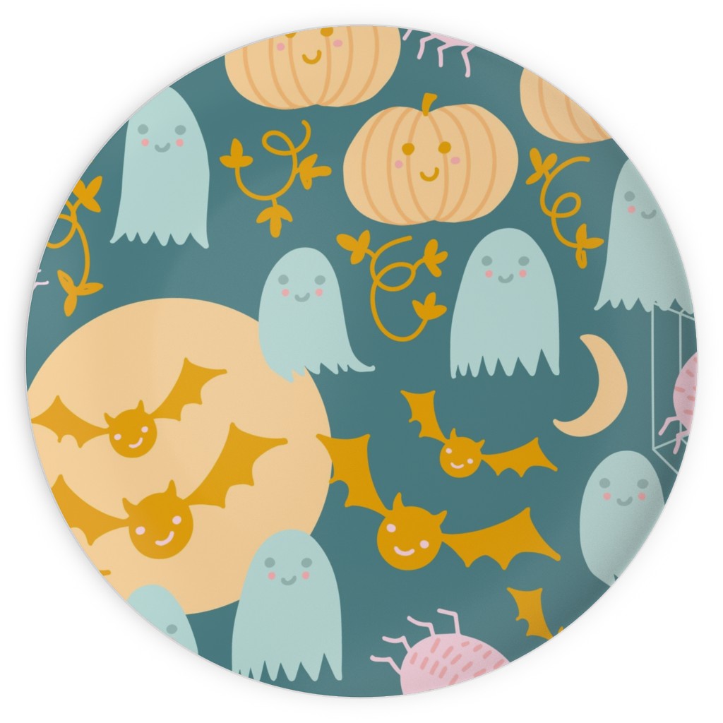 Cute Halloween Scene - Pastel Plates, 10x10, Multicolor