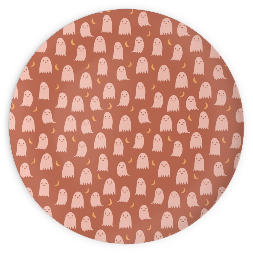 Cute Halloween Ghosts Plates, 10x10, Pink