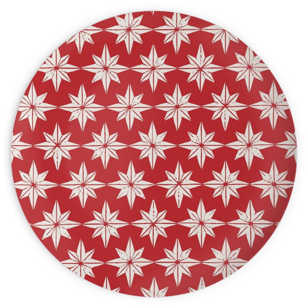 Christmas Star Tiles Plates, 10x10, Red