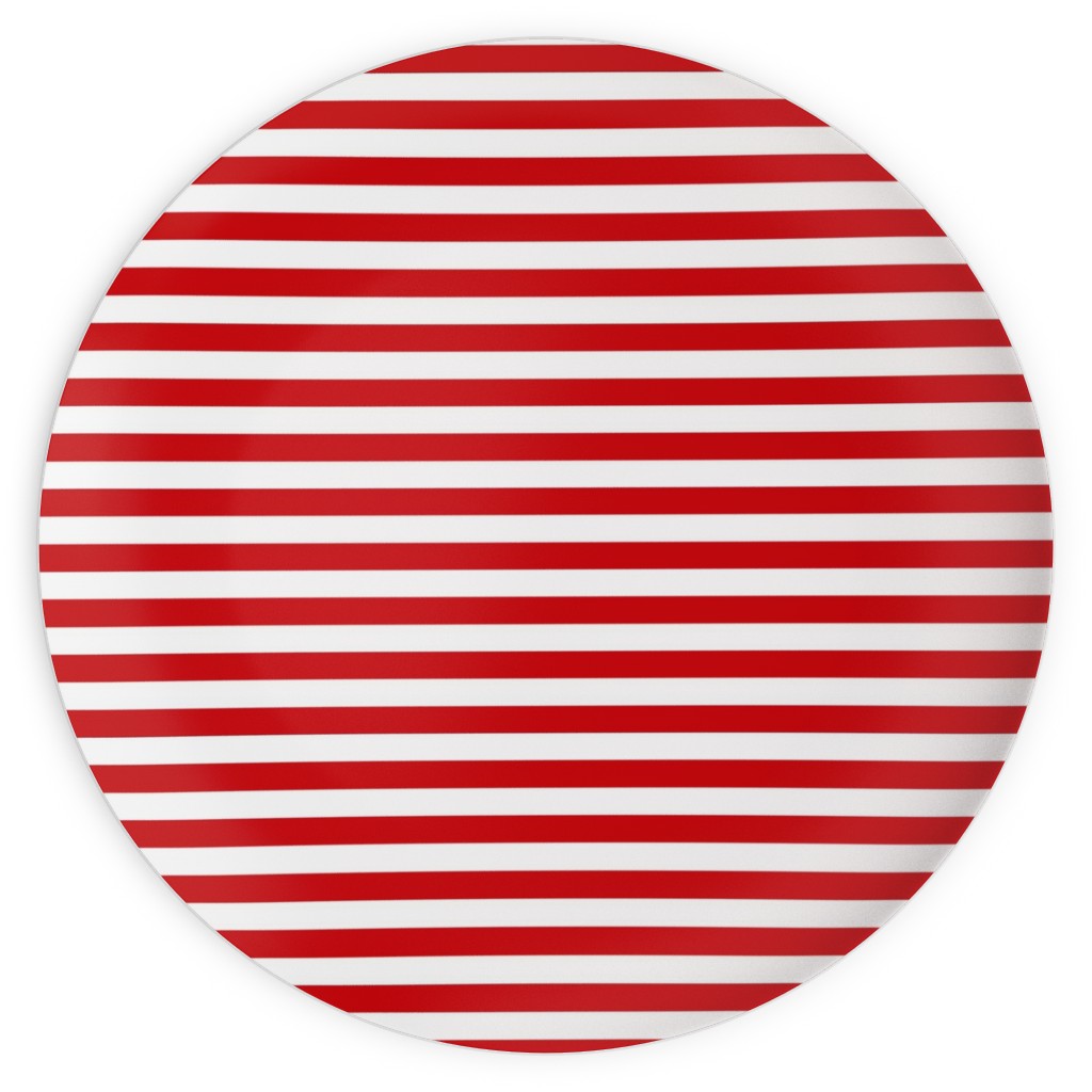 Horizontal Stripe Plates, 10x10, Red